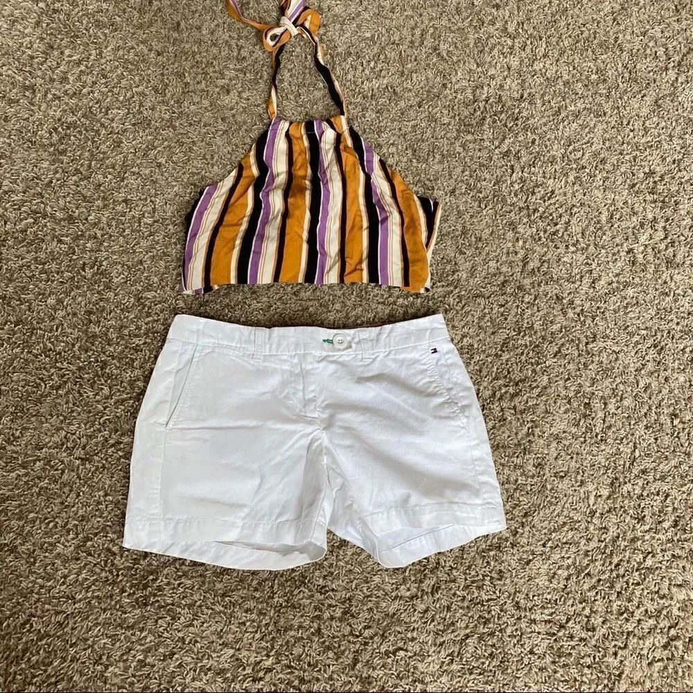 Honey Punch Striped Halter Top XS